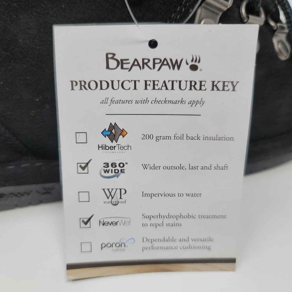 Bearpaw Kerri Suede Lace Up Ankle Snow Boots Booties Size 8 Wide Black Neverwet‎ - Picture 8 of 15
